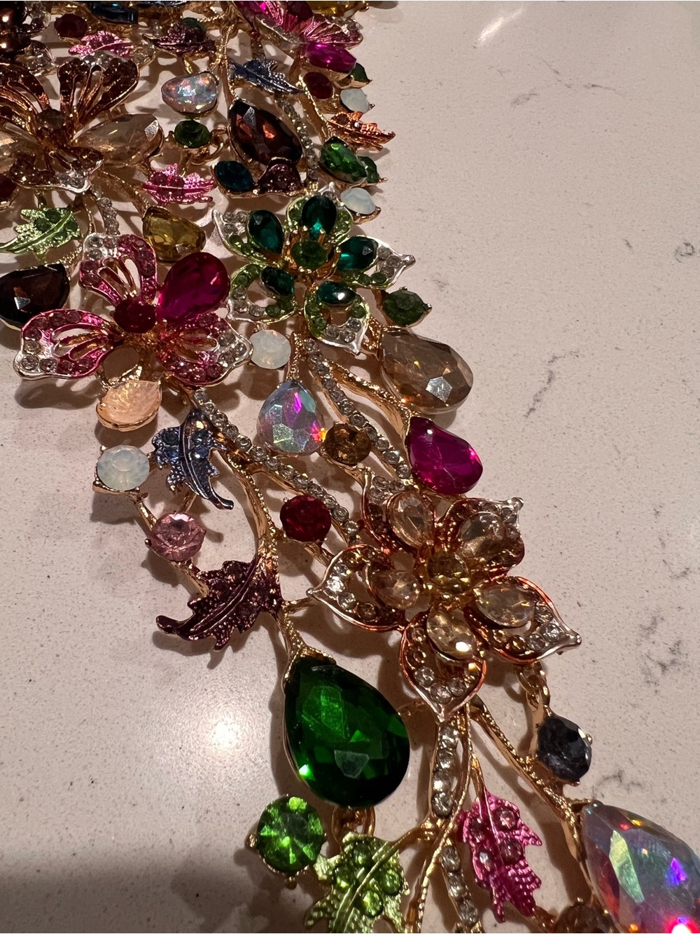 Christian Siriano Multicolor Floral Crystal Bib Necklace - Picture 10 of 15
